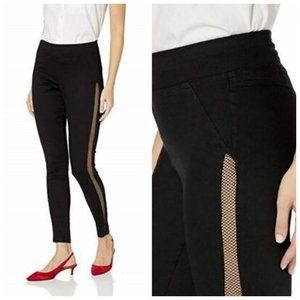 Hue Pants High Rise Skinny Mesh Side Stripe Back Zip Cotton Modern Black XS